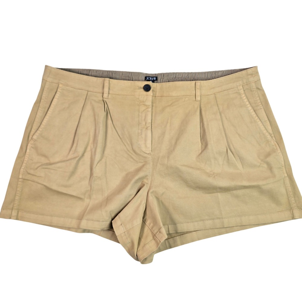 J.Crew Re-Imagined Pleated Stretch Chino Shorts Honey Brown C1579 Size 18 NWT